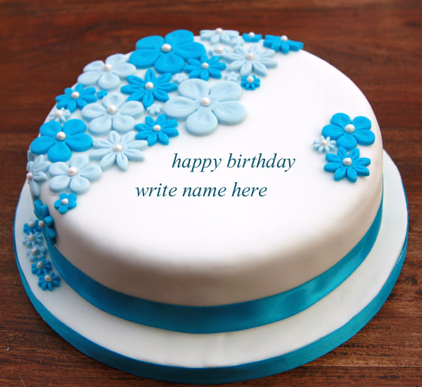 blule cakce - write name on blue roses birthday cake Birthday Cake With Name