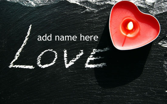 love beach - write and add name on Black love beach and red candle love candle