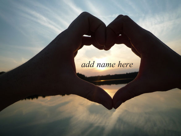 my hand heart - write your name on image of hands hearts in sunset